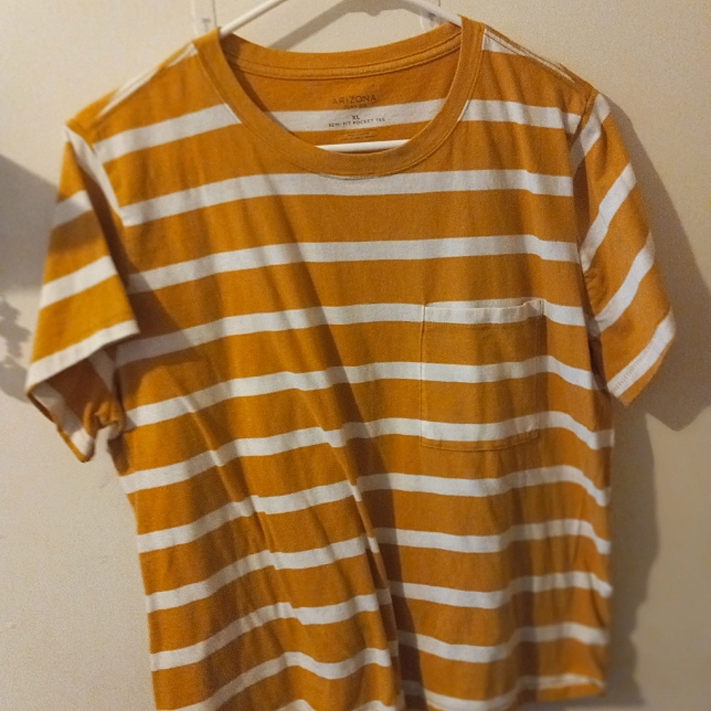 Yellow&White Striped Pocket Tee